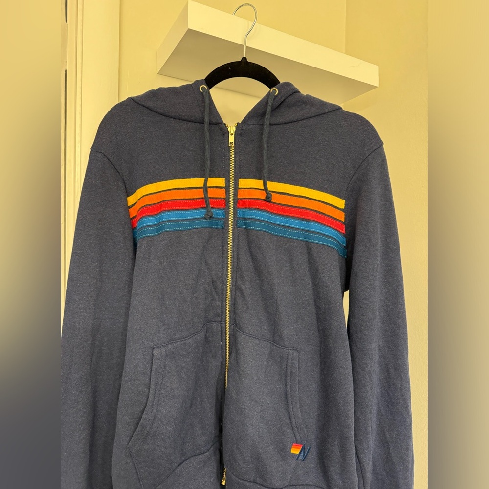 Aviator Nation 5 Stripe Hoodie - Navy